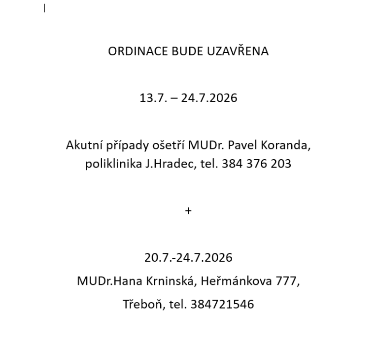 uzavření ordinace